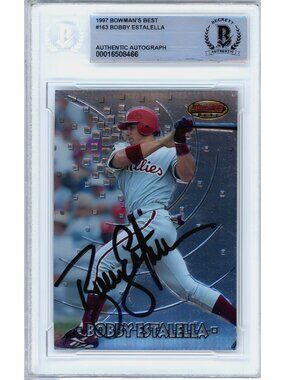 Bobby Estalella Signed 1997 Bowman's Best #163 Phillies Beckett BAS Slabbed Auto